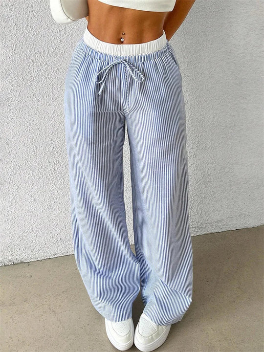 Heidi-Mode | Bequeme Hose mit Weitem Bein und Streifendruck