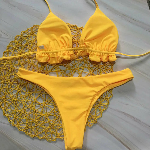Heidi-Mode | Sommer Frauen Sexy Bandage Brasilianisch Bikini Set Top Tanga Unterteil Set Strand Push Up Badeanzug Damen Schnür Badebekleidung