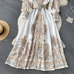 A-Linienkleid mit Gürtel und Blumenmuster