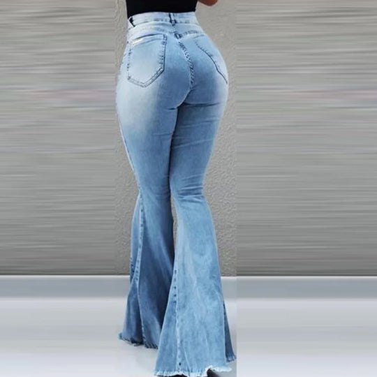 Heidi-Mode | Frauen Jeans Slim Fit Denim Hose Schlaghose Hohe Taille Bootleg Jeans Stretch Frauen Flare Hose Mode Weite Beine Zerrissene Jeans