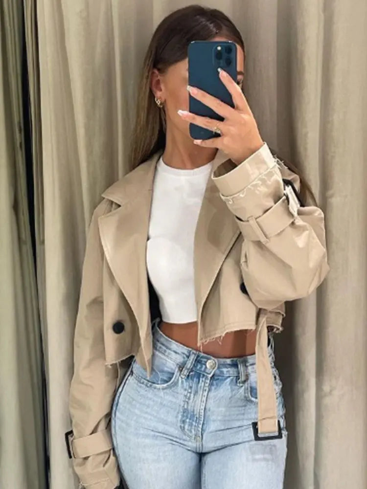 Heidi-Mode | Cropped Trenchcoat für Damen für Jeden Anlass