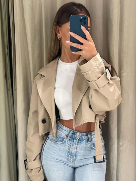 Heidi-Mode | Cropped Trenchcoat für Damen für Jeden Anlass