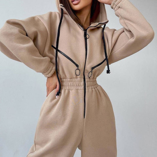 Heidi-Mode | Modischer Onesie mit Kapuze Sweatanzug für Frauen