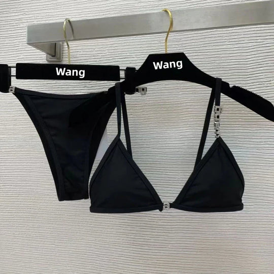 Heidi-Mode | Neuer Rhinestone Buchstaben Wang Strand Bikini Luxus Markendesigner Y2K Mode Sexy Frauen Strand Bikini Duo Set