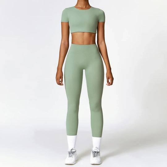 Heidi-Mode | Komplett Home Slid Leggings und Top mit Kurzen Ärmeln