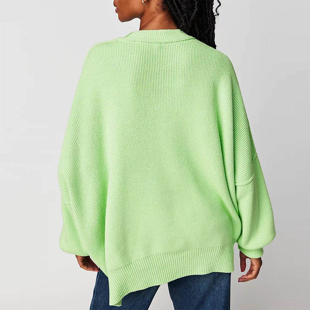 Heidi-Mode | Eleganter Damenpullover Rot Übergröße mit Rundhalsausschnitt und Langen Ärmeln