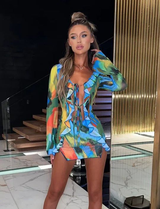 Heidi-Mode | Gedrucktes Volant Strandkleid