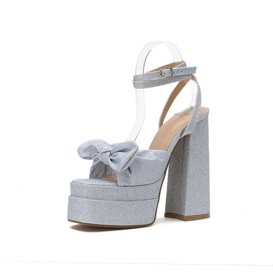 Heidi-Mode | Glitzer Plattform Bogen High Heels