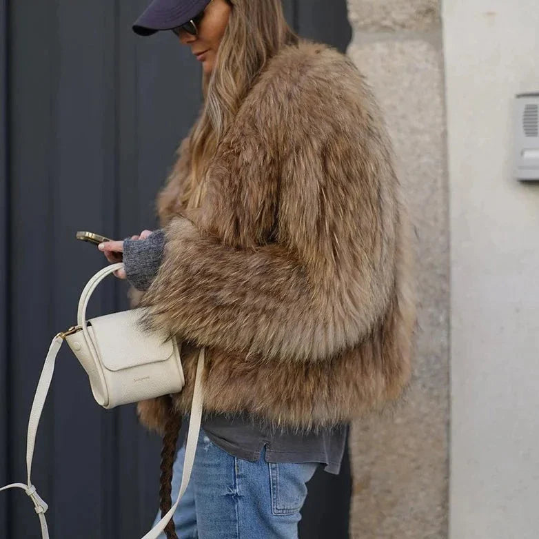 Damenmode Jacke aus Plüsch-Imitationsfell
