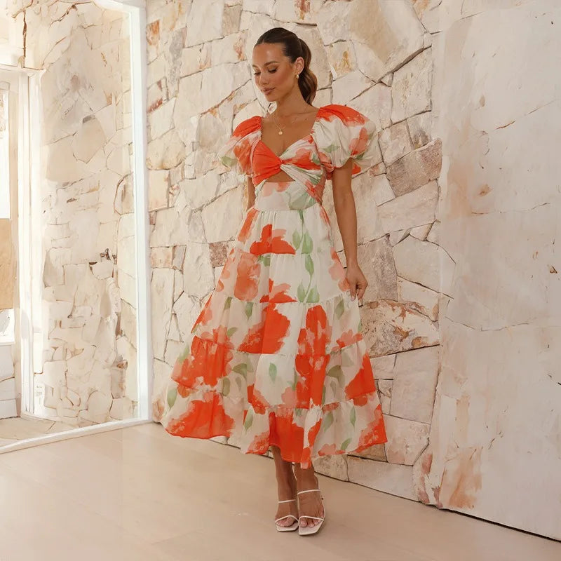 Heidi-Mode | Puffärmel Off Shoulder Maxi Kleider