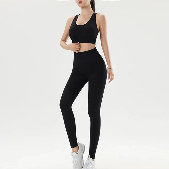 Heidi-Mode | Damen Sport Fitness Anzug Stoßdämpfend Schnell Trocknend Weste Yoga Hose Hoch Taillierte Hose Schlank