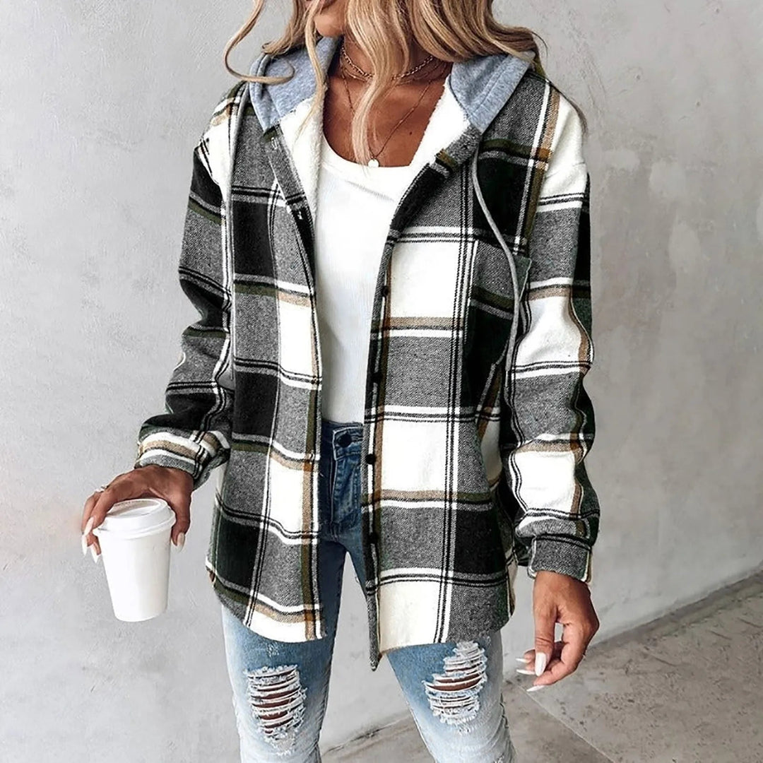 Heidi-Mode | Damen Karo Button-Up Jacke