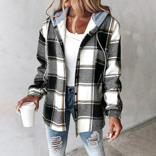 Heidi-Mode | Damen Karo Button-Up Jacke