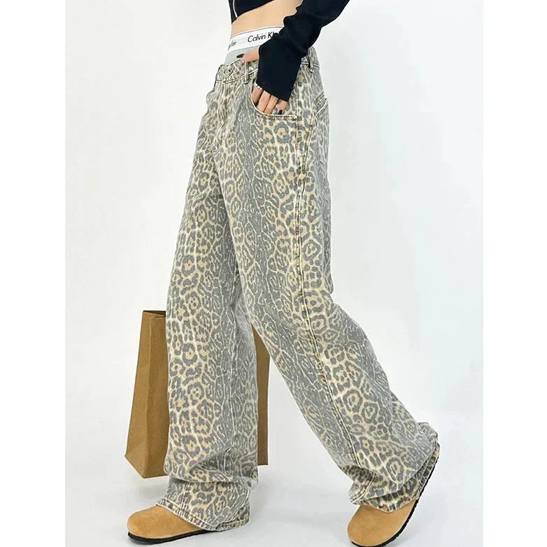 Retro Leopardenmuster-Hose