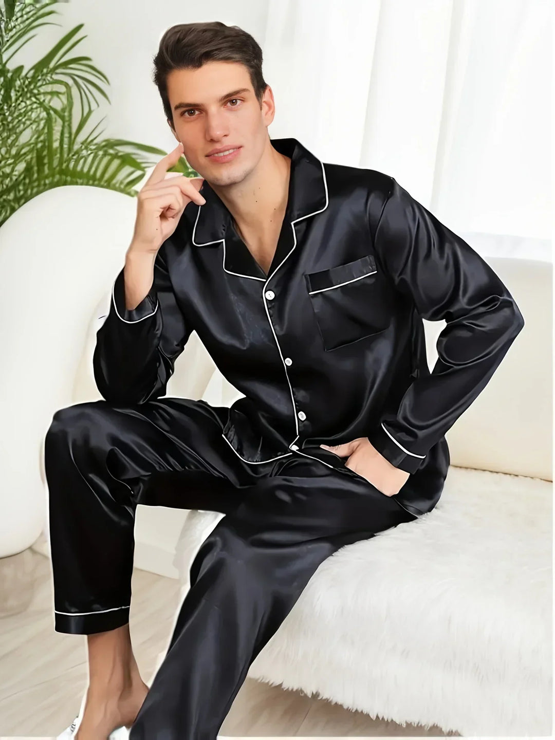 Heidi-Mode - Herren-Pyjama-Set aus Seidensatin