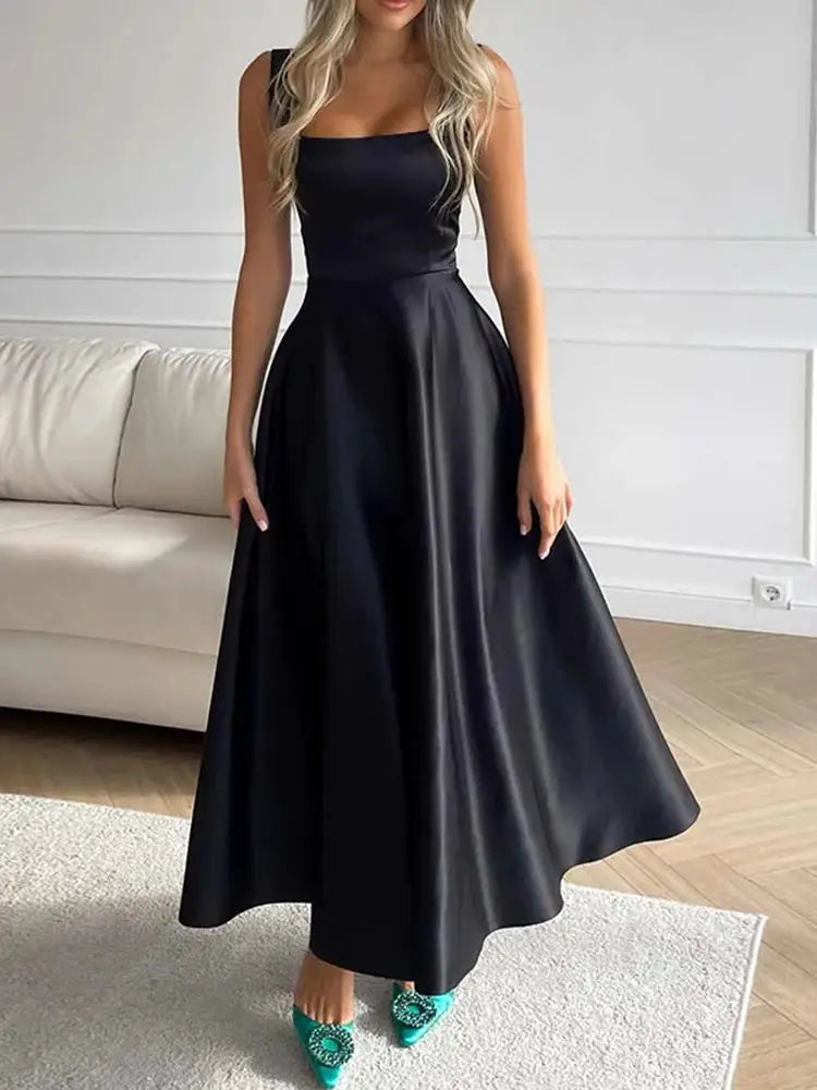 Heidi-Mode | Modernes Ärmelloses Maxikleid mit Hoher Taille für Frauen