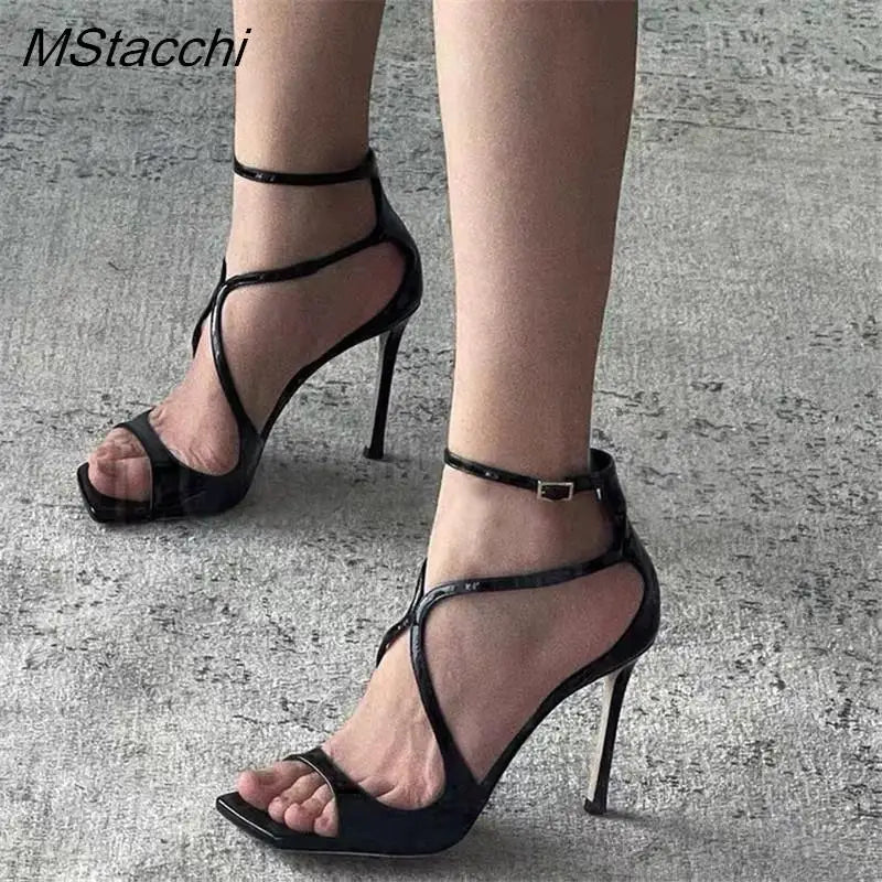 Heidi-Mode | Damen Luxus Sandalen Sommer Pink Satin Offene Zehe Stiletto Sandalen Einfache Hohe Absätze Damen Pumps Knöchelriemen Designer Schuhe
