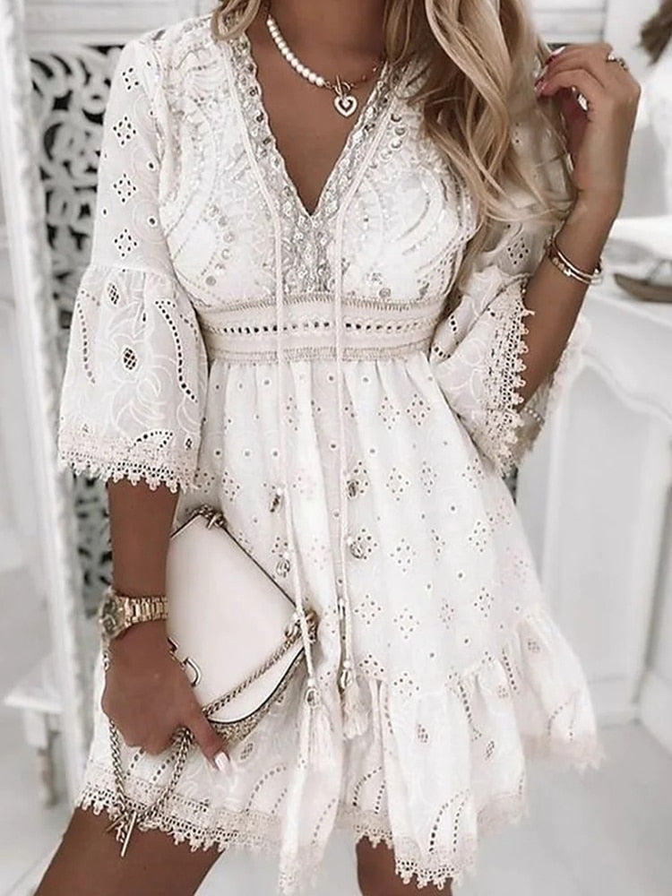 Bohemian Kleid im Ibiza-Stil