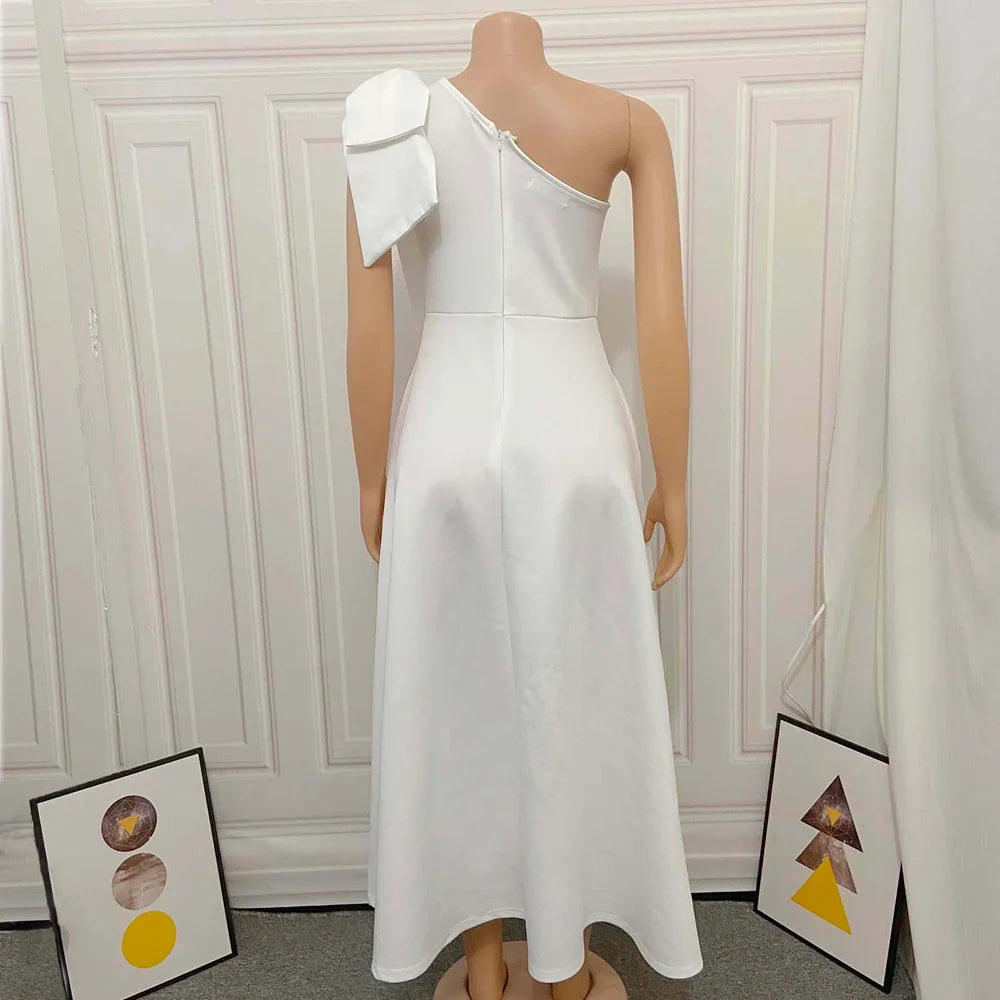 Heidi-Mode | Ein Schulter Bow Ärmelloses Kleid