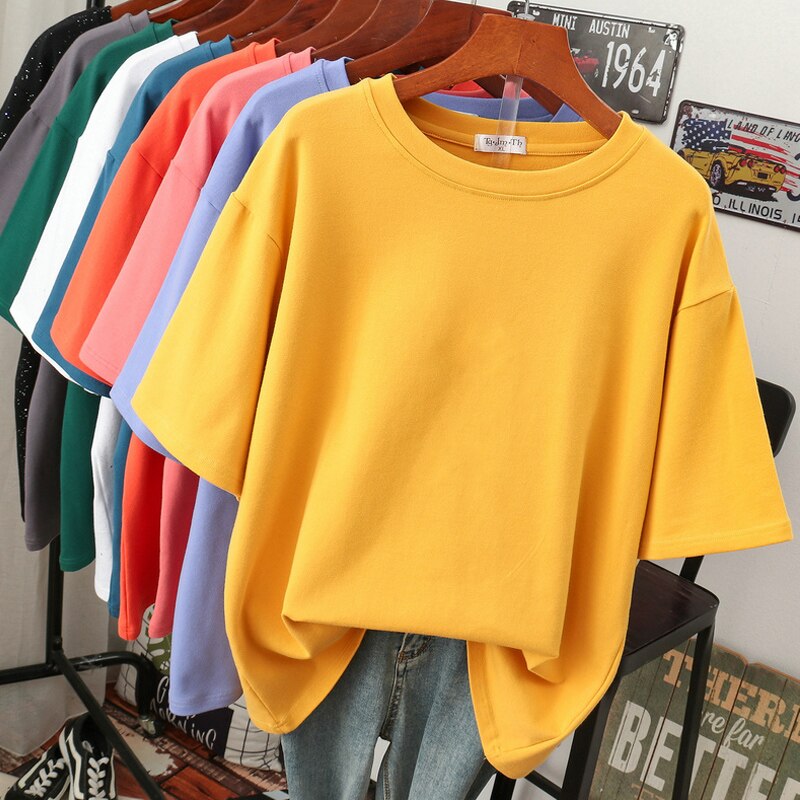 Heidi-Mode | Oversized Baumwoll-Basic-T-Shirt für Damen