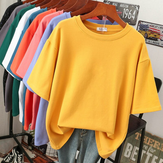 Heidi-Mode | Oversized Baumwoll-Basic-T-Shirt für Damen