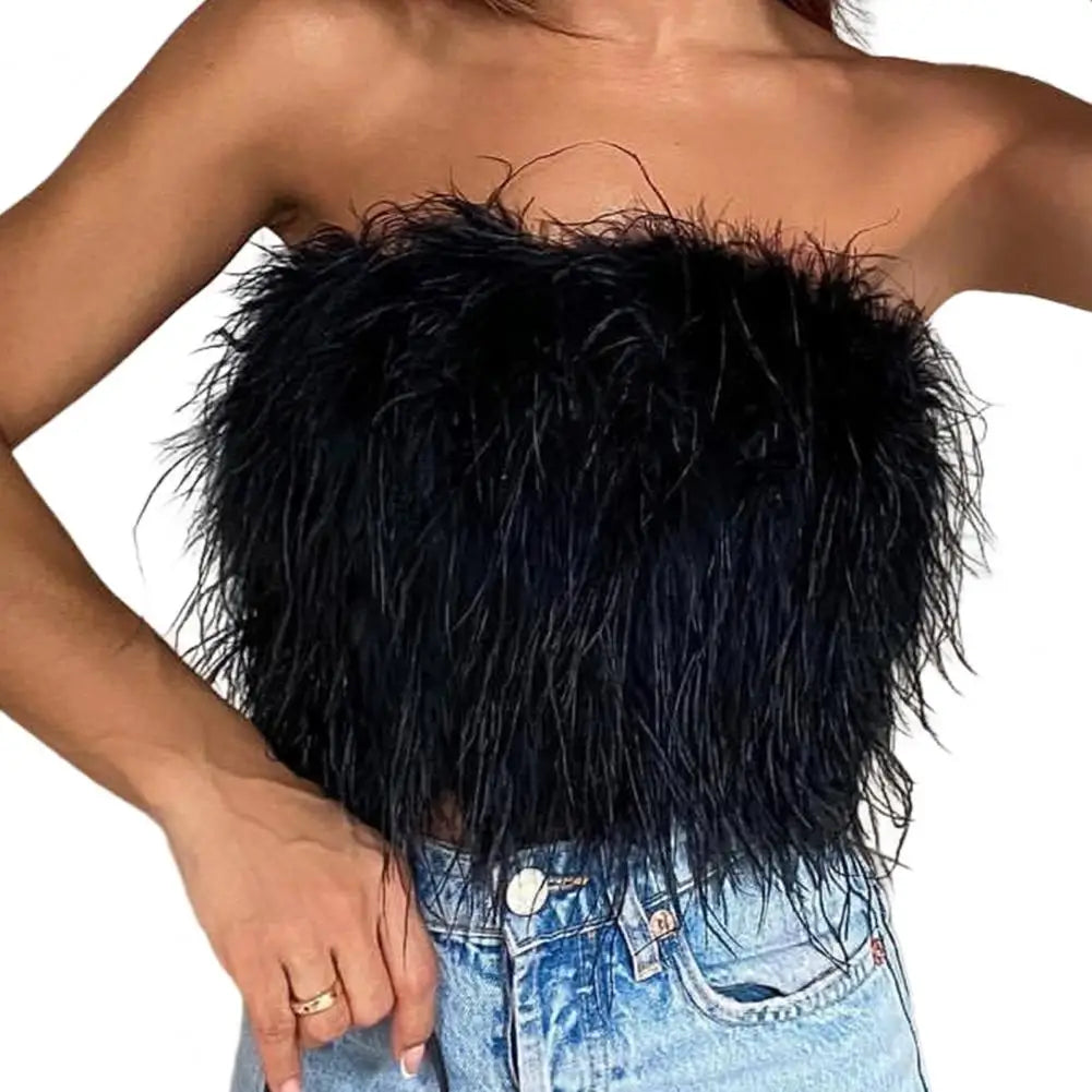 Heidi-Mode | Party Crop Top Verdeckter Reißverschluss Leichtgewichtig Bauchnabel Ausgestellt Ohne Ärmel Off Shoulder Damen Camisole Frauen Tube Top Guter Look