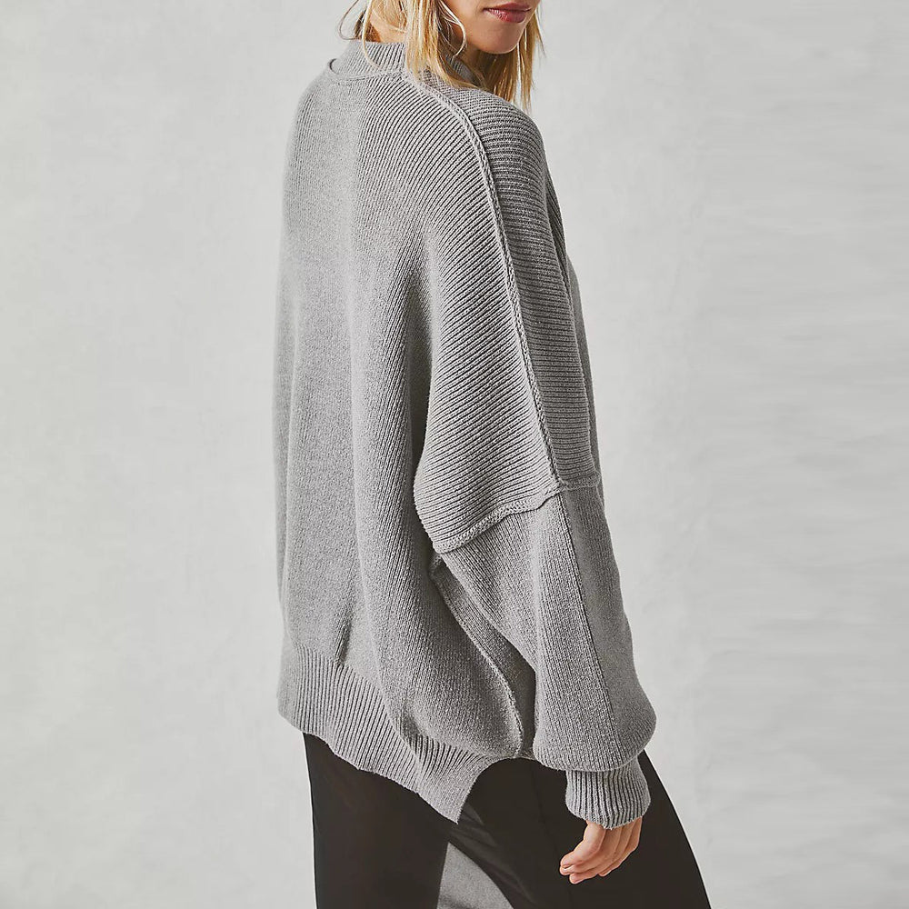 Heidi-Mode | Eleganter Damenpullover Rot Übergröße mit Rundhalsausschnitt und Langen Ärmeln