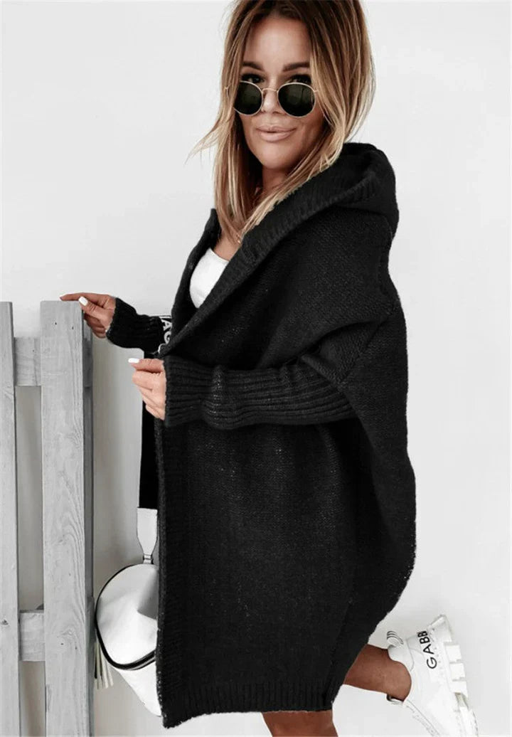 Heidi-Mode | Superweiche Gestrickte Strickjacke mit Taschen und Kapuze für Damen