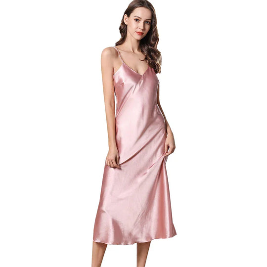 Heidi-Mode | Langes Satin Nachthemd Damen