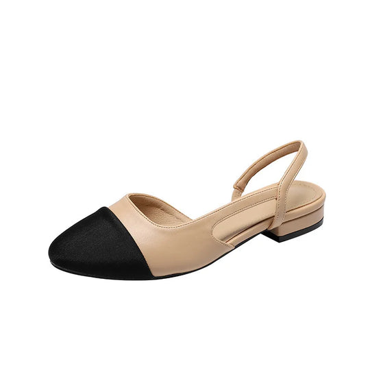 Heidi-Mode | Patchwork Leder Slingbacks Frauen Sandalen Mode Flache Ferse Frauen Schuhe Sexy Party Sandalen Kleid Hochzeit Party Schuhe