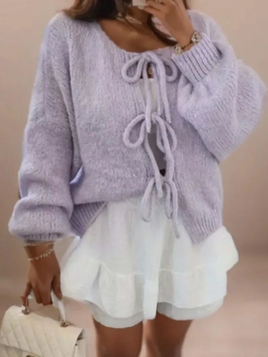 Heidi-Mode | Strickcardigan mit Schleifenverschluss für Eine Bohemian Ausstrahlung