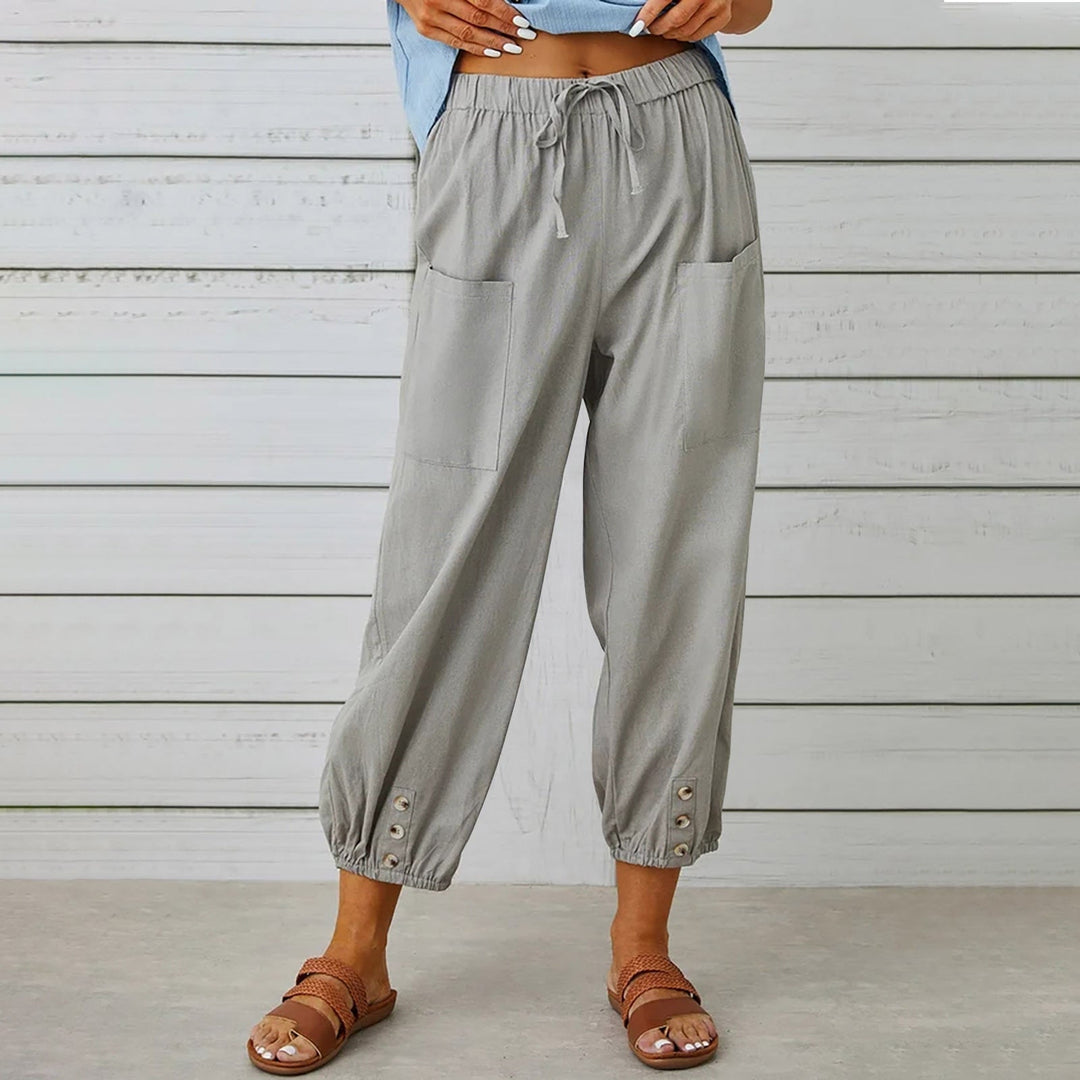 Heidi-Mode | Hosen Damen Leinen Capri Hosen für Entspannten Komfort Lockeren Stil