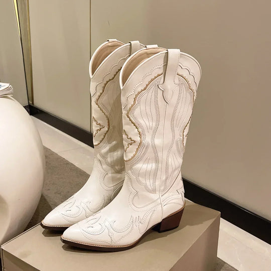 Heidi-Mode | Luxuriöse Cream Cowboy Party Stiefel