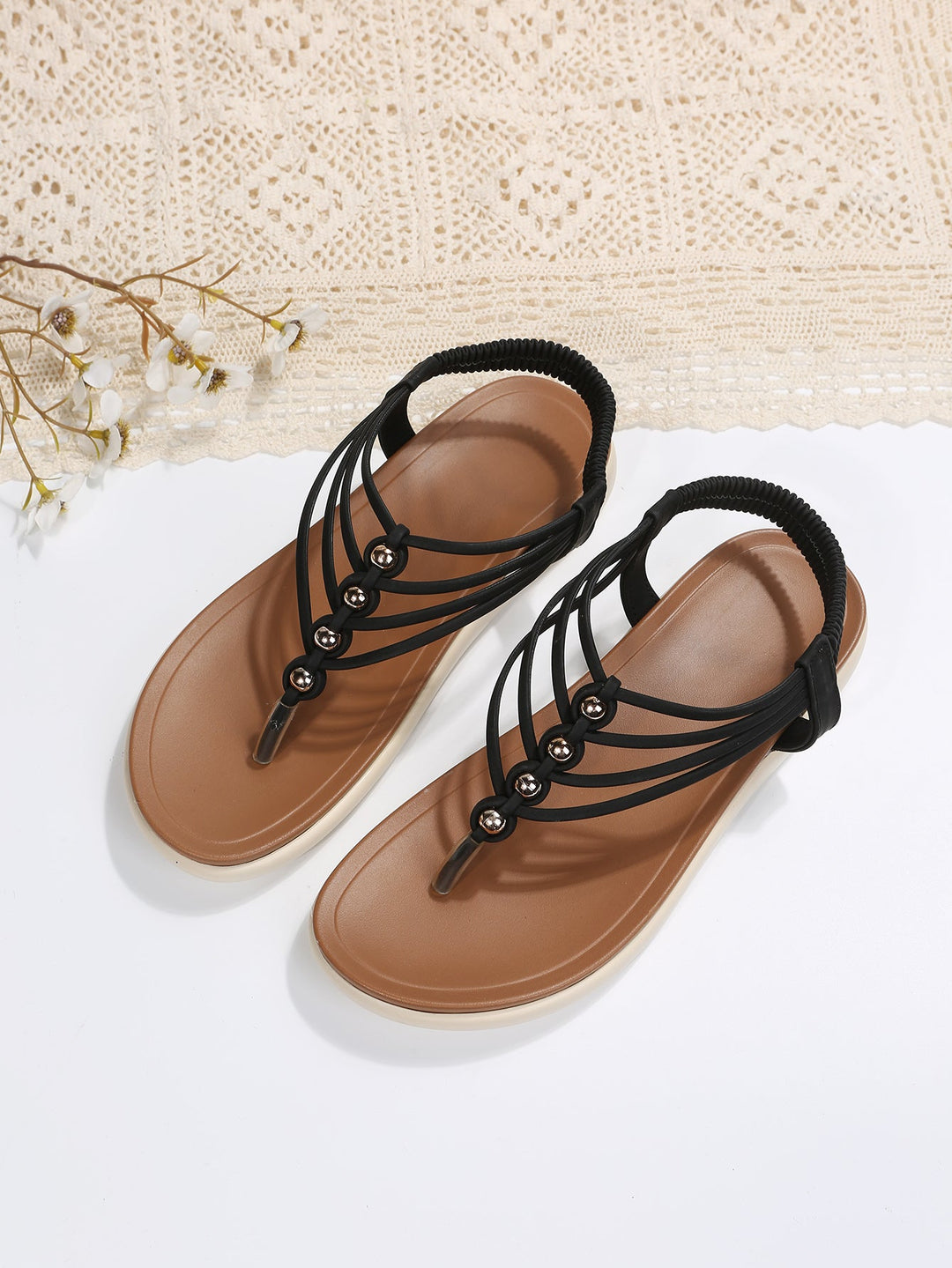 Heidi-Mode | PU-Braid Ball Flache Sandalen