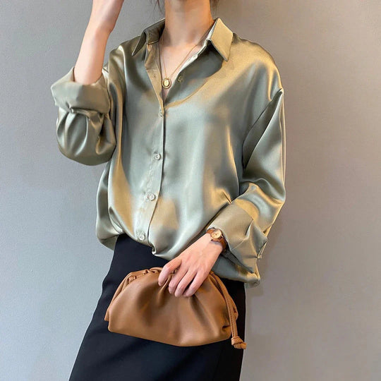 Heidi-Mode | Moderne Seidenbluse für Damen mit Knöpfen