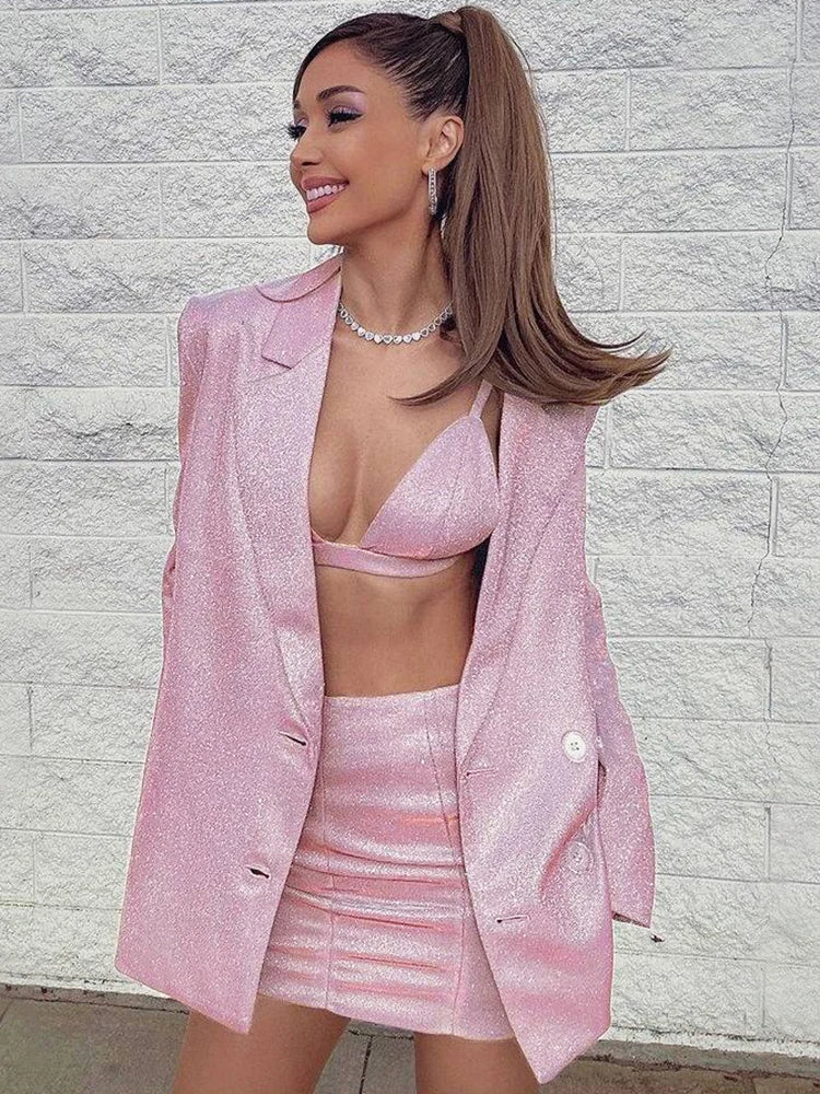 Heidi-Mode | Heller Seiden Glänzender Blazer