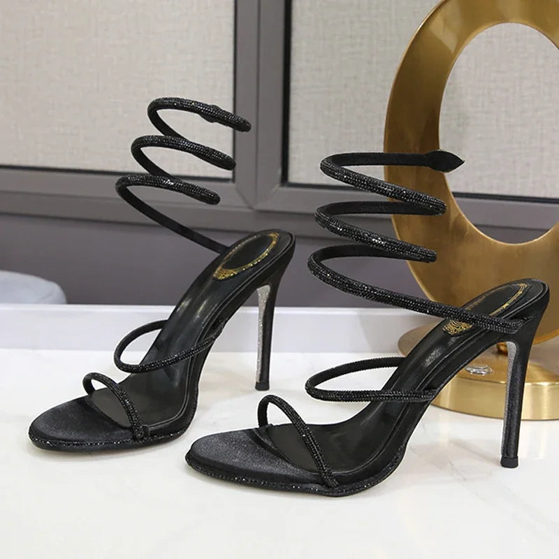 Heidi-Mode | Eilyken Sommer Straßenstil Kristall Knöchelriemen Damen Sandalen Sexy Offene Zehe Dünne High Heels Fest Bankett Prom Schuhe