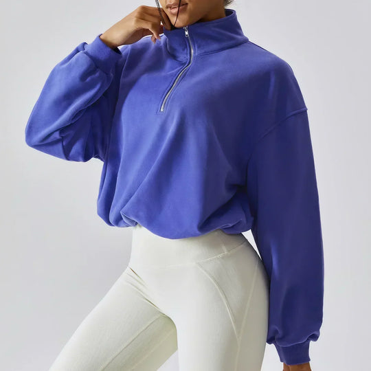 Heidi-Mode | Yoga Pullover Hoher Kragen Fitness Sport Sweatshirt Frauen Lauf Segel Reißverschluss Frauen Lockere Langarm Sweatshirt
