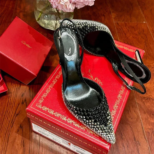 Heidi-Mode | Neue Baotou Sandalen Strass-Gradient High Heels Schuhe, Damenmode, Fantastische Temperament Sandalen Abendkleid, Bankett Schuhe