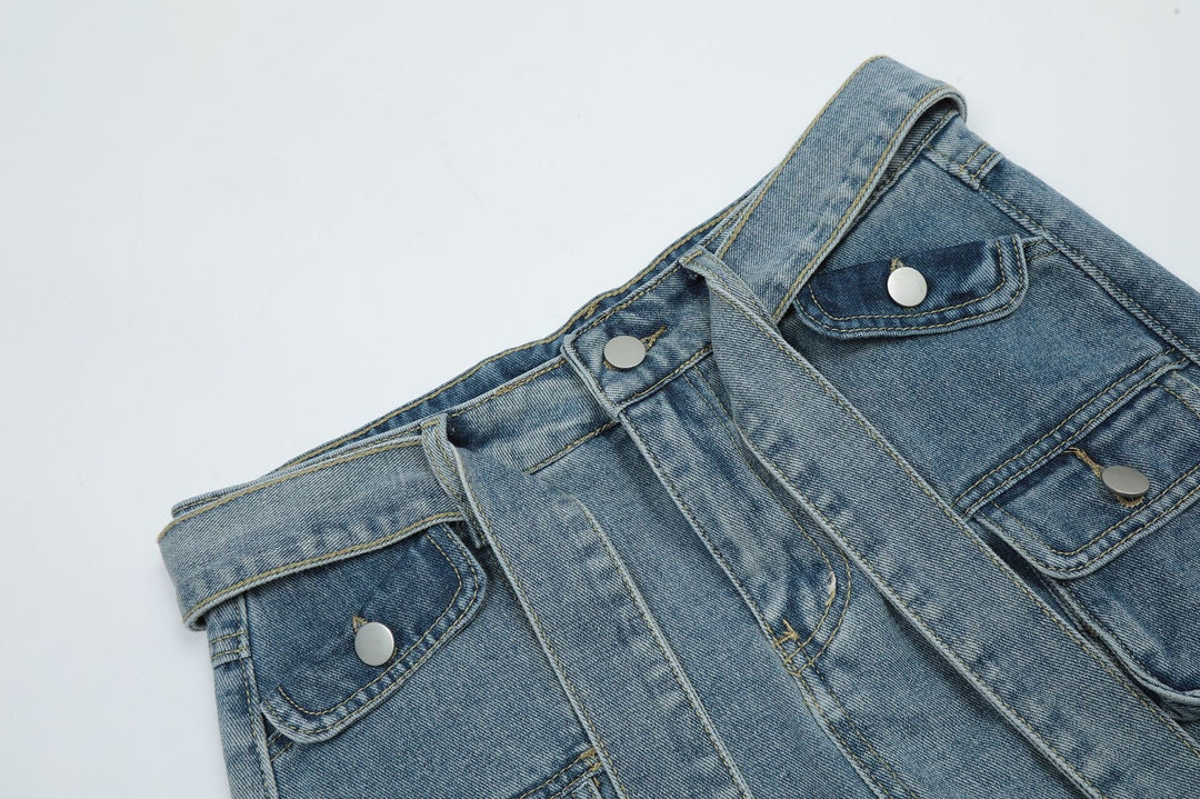 denim rok met meerdere zakken