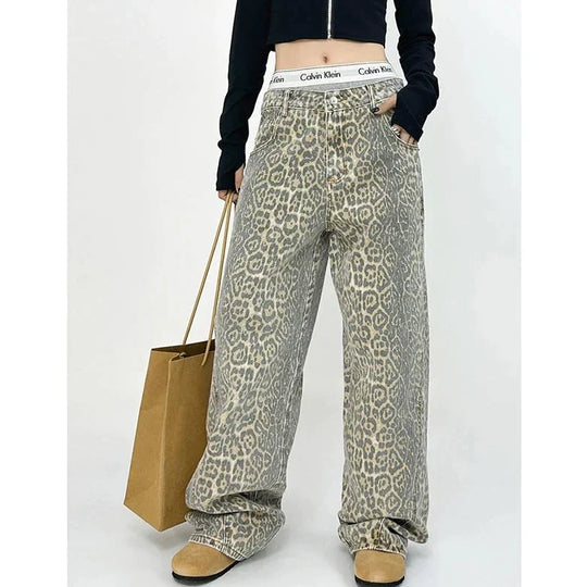 Retro Leopardenmuster-Hose