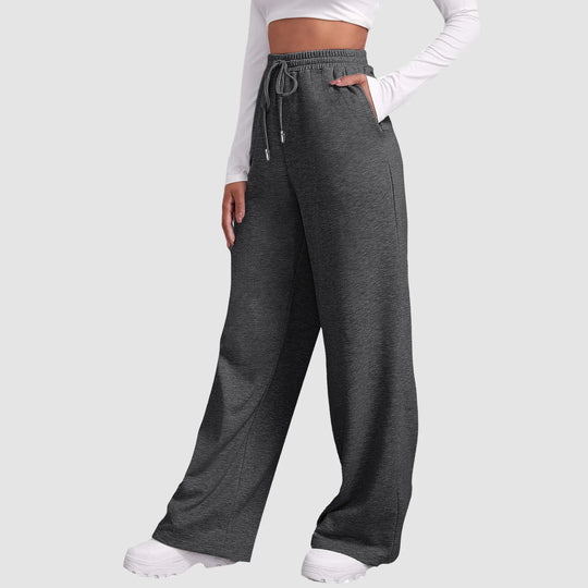 Heidi-Mode | Breite Beinen Hosen für Frauen Fleece für Sweatpants Gerade Hosen Bund Alle Math Einfache Fitness Joggers Reise Basis Hosen