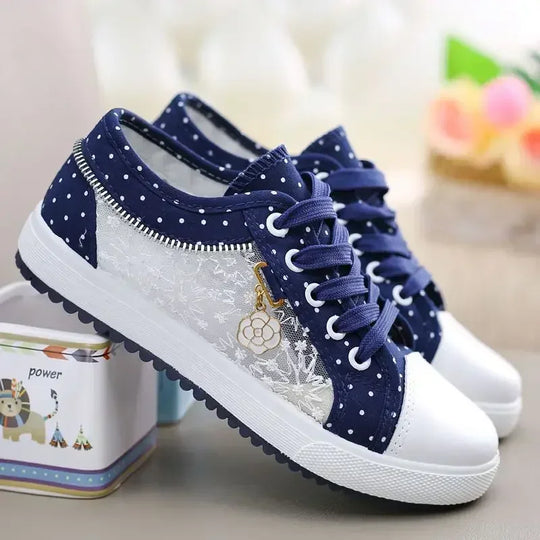 Heidi-Mode | Trendy Blaue Schnürschuhe aus Canvas für Bequeme Tägliche