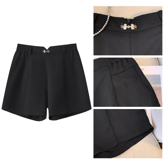 Shorts | Schwarze Damenhose in Übergröße