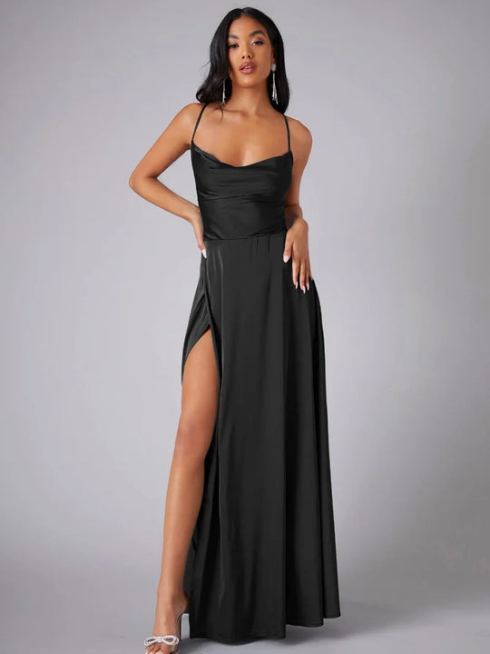 Heidi-Mode | Seiden-Maxikleid mit Geflochtenem Rücken Kleid Dich für Formelle Anlässe Lucette