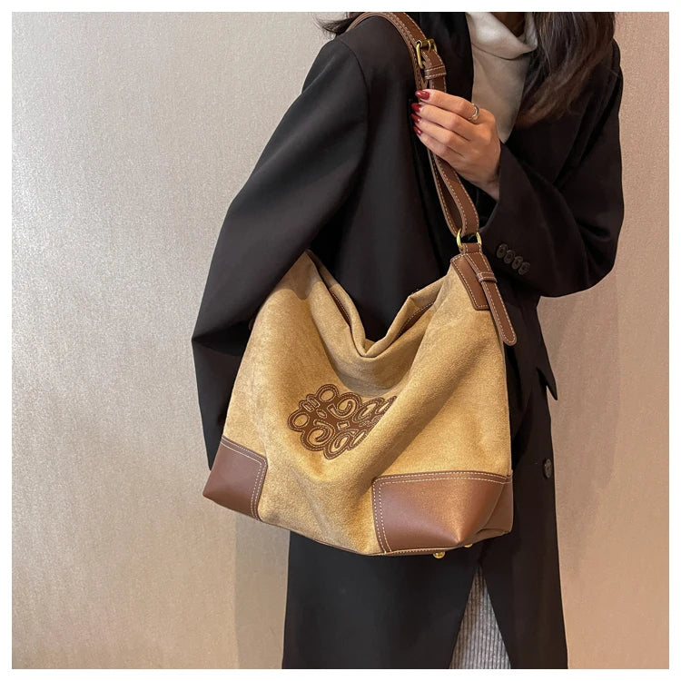 Heidi-Mode | Damen Luxus Marke Messenger Taschen Retro Braun Crossbody Tote Taschen Eimer Clutch Tasche Einkauf Große Kapazität Reisetasche