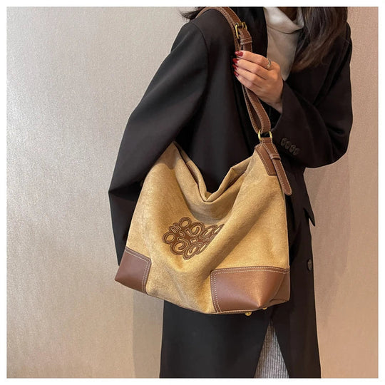 Heidi-Mode | Damen Luxus Marke Messenger Taschen Retro Braun Crossbody Tote Taschen Eimer Clutch Tasche Einkauf Große Kapazität Reisetasche