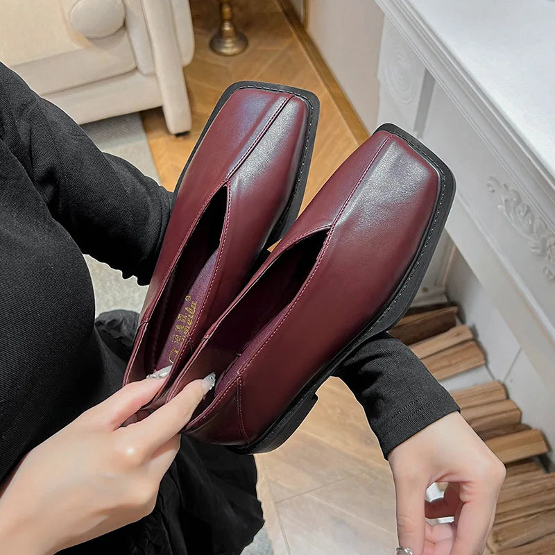 Heidi-Mode | Neue Frühlings Frauen Oberbekleidung Schuhe Quadrat Zehen Design Mary Jane Schuhe Frauen Bequem Niedrig Absatz Schuhe Arbeit Boot Schuhe