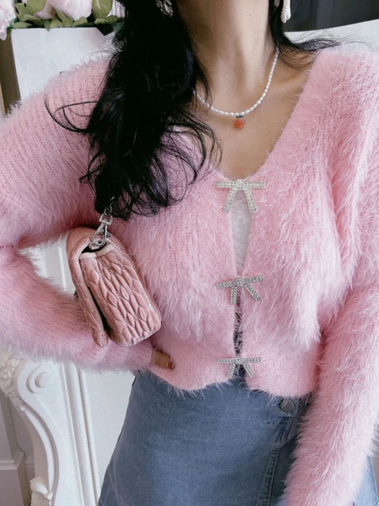 Heidi-Mode | Damen Strick-Cardigan In Grün Und Rosa