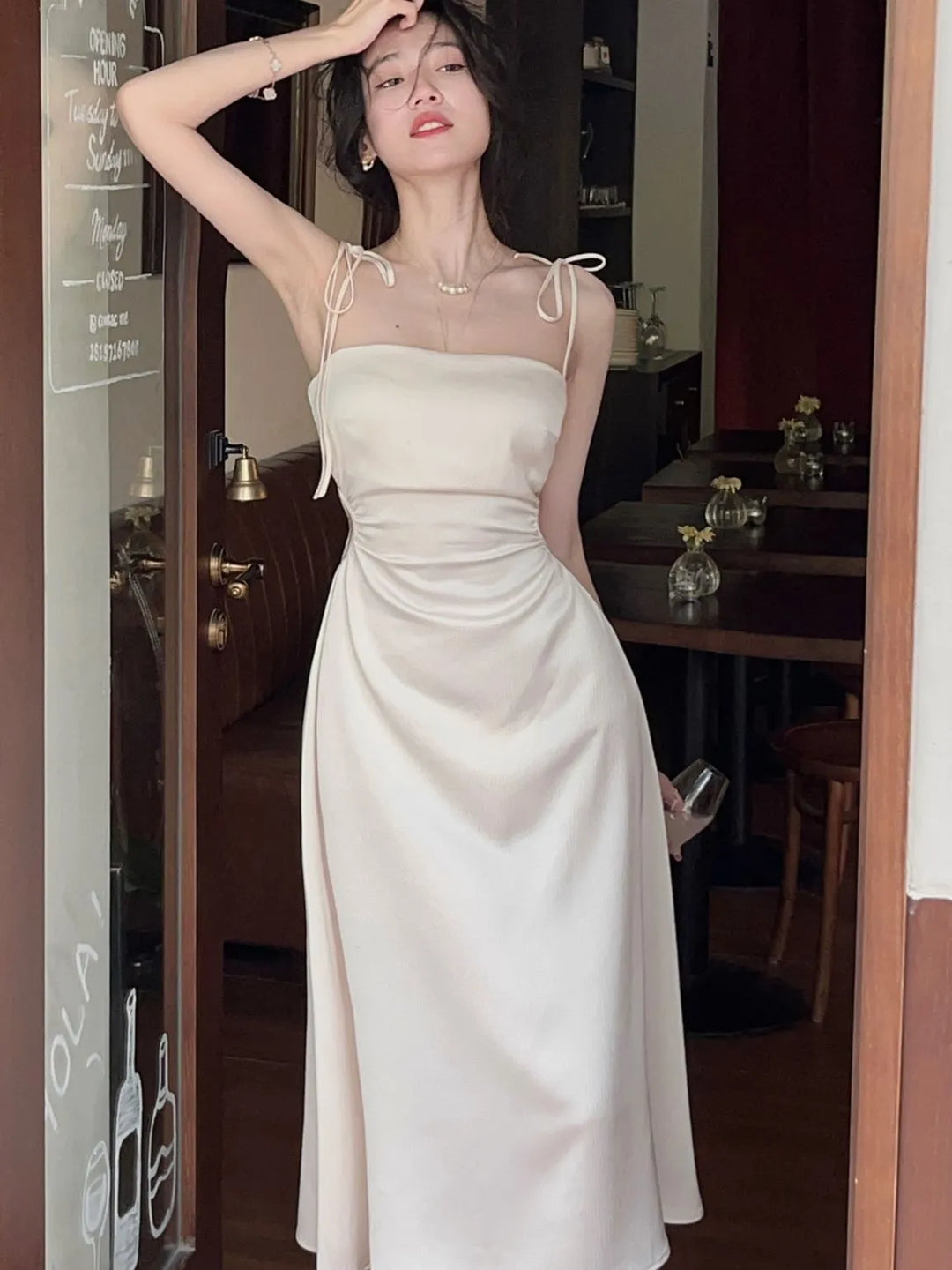 Heidi-Mode | Mittlere Länge Kleider Satin für Frauen